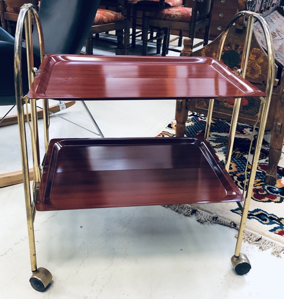 Vintage mid-century sammenklappelig bar-/rullevogn - formentlig tysk oprindelse 