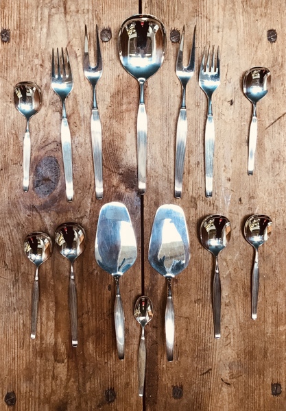 Samling af dansk sølvbestik (plet) - model Savoy Sterling fra PC Frigast (13 enheder)