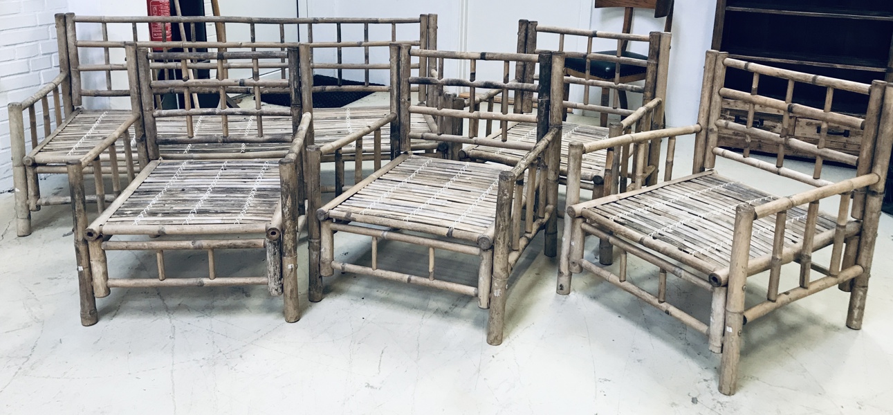 Bambus havvesæt: 3-pers. loungesofa samt 4 loungestole