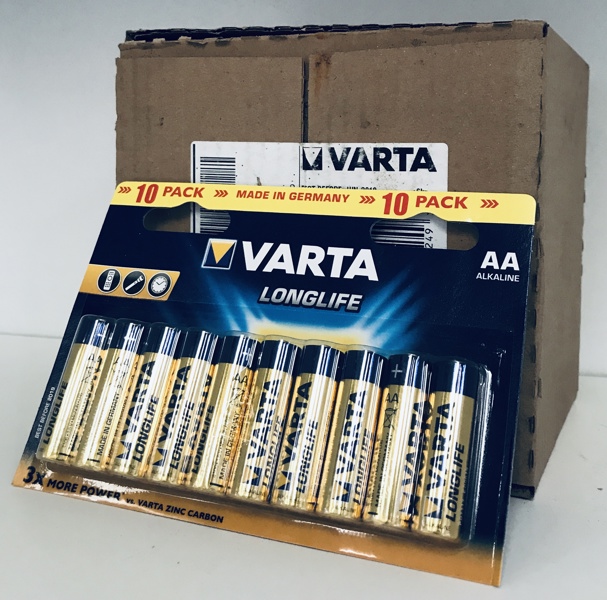 40 Varta Longlife AA 10-packs batterier (400 batterier)