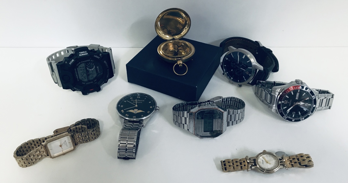 +M: Samling af ure (6 enheder) - herunder Festina HR Automatic Sapphire (F20478), Swiss Military Hanowa Chrono Classic (06-4308), Casio Illuminator (168WE); Rosefield, Sport Watch m.fl. (Å 2026-0897)
