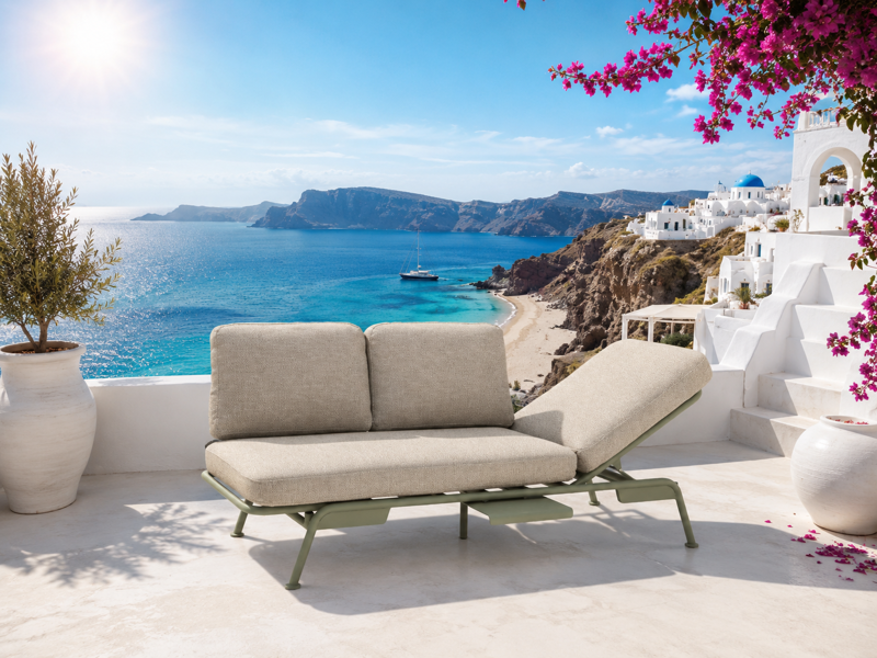 +M: Santorini loungesofa (dusty olive) fremstillet ved Lexpo 
