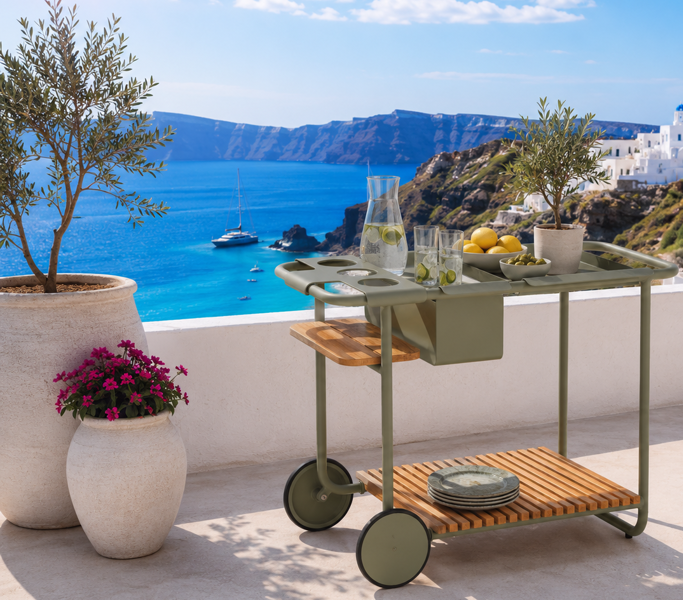+M: Santorini barvogn (dusty olive) fremstillet ved Lexpo 
