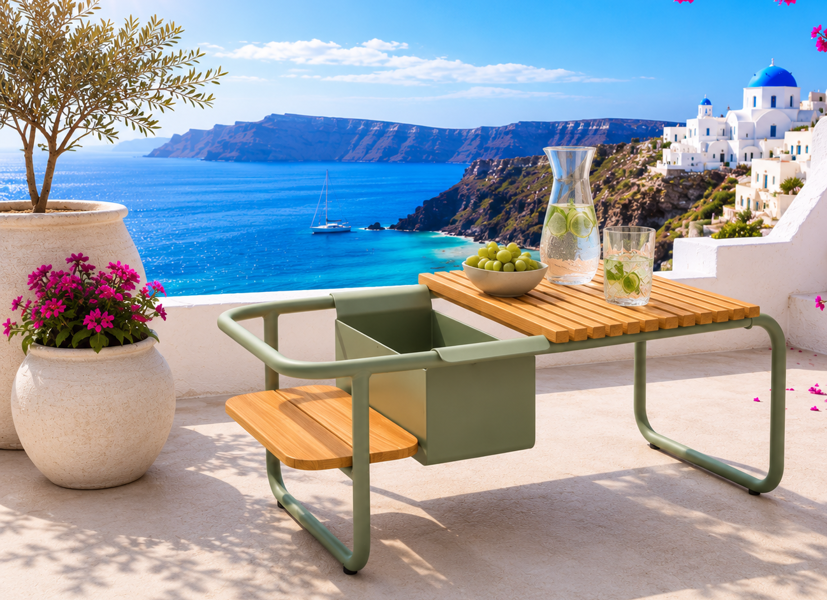 +M: Santorini loungebord (dusty olive) fremstillet ved Lexpo 