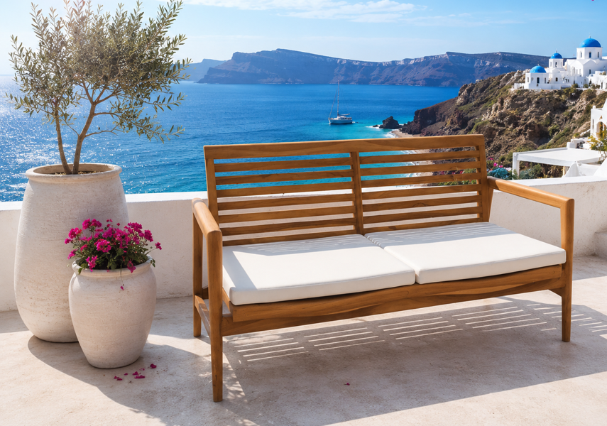 +M: Santander 2-pers. loungesofa af teak m. hynder, fremstillet for Lexpo Living