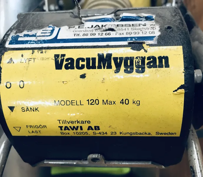 Vacumyggan Model 120 vacumløfter m. Siemens AB udsugningsmaskine