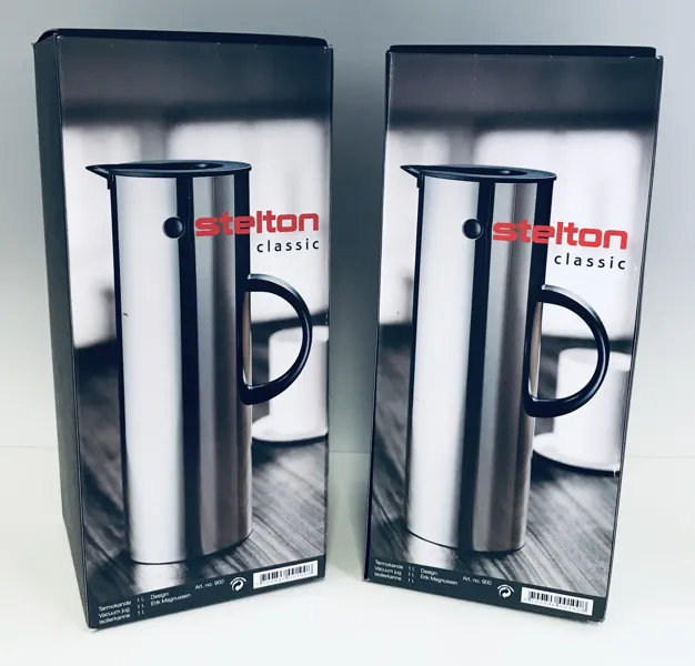 Stelton EM77 termokande udført i rustfrit stål (2 enheder). Formgivet af Erik Magnussen