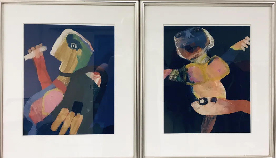 2 Abstrakte litografier fra Galerie Moderne serien, skabt af Leif Sylvester Petersen (f. 1940):Nr. 1 samt Nr. 2