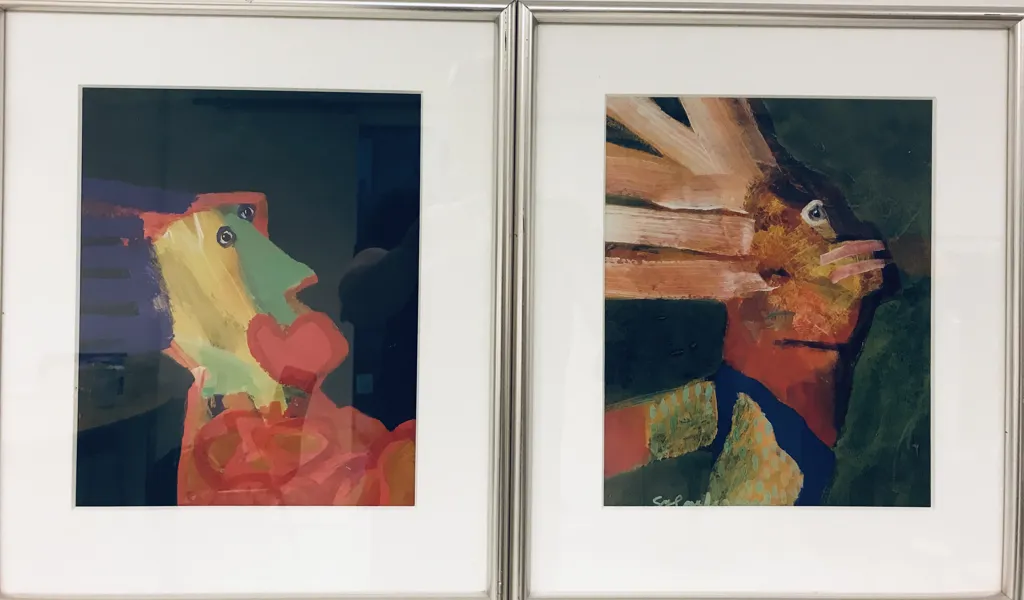 2 Abstrakte litografier fra Galerie Moderne serien, skabt af Leif Sylvester Petersen (f. 1940): Nr. 3 samt Nr. 4