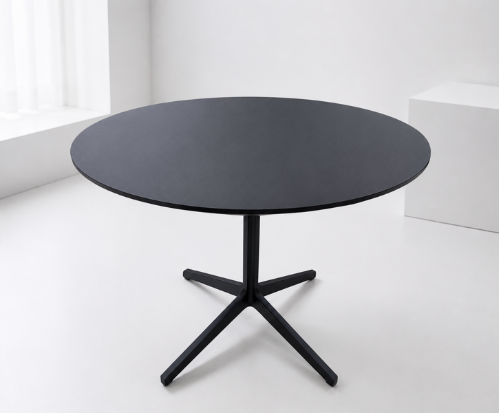 Ypsilon cafébord (sort/sort) m. Cube bordplade (Ø 100mm)