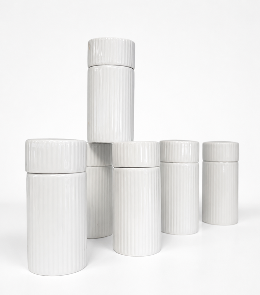 6 Royal Copenhagen Function krydderikrukker (10,5cm), designet af H.C. Gjedde
