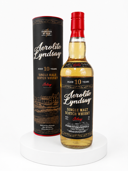 Aerolite Lyndsay 10-års Single Malt Scotch Whiskey: Double cask (smoked mint, dark chocolate, espresso and new leather, with notes of honey and soy sauce.)