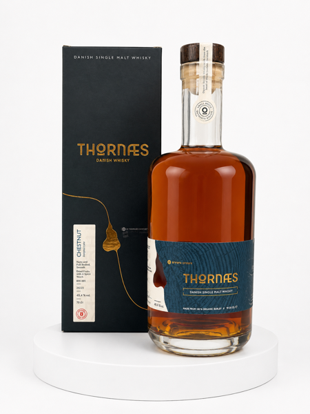 Thornæs Single Malt Whisky: Chestnut  Double Cask Økologisk (dried fruit, roasted nuts, caramel and sweet spices)