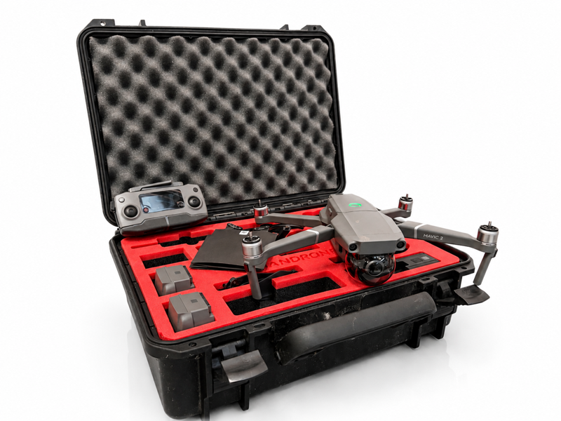 DJI Mavic 2 drone m. DJI RC1A fjernkontrol, DJI Mavic 2 lader, 3 batterier, tilbehør samt DanDrone hardcase
