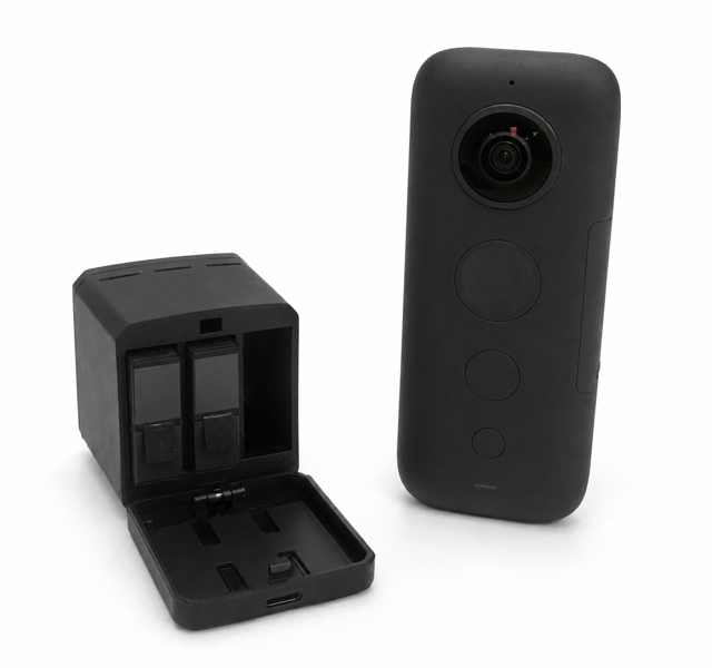 Insta360 One X 360-graders action-kamera, Telesin Triple lader samt