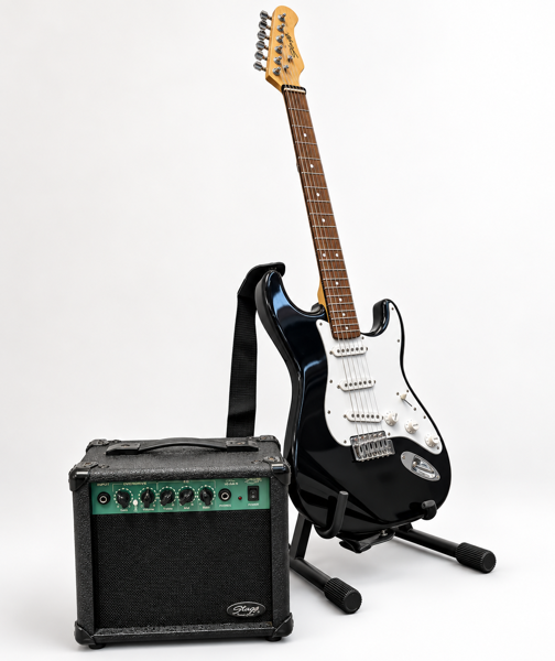 Stagg "Stratocaster" elektrisk guitar m. Stagg 10 GA P guitarforstærker 