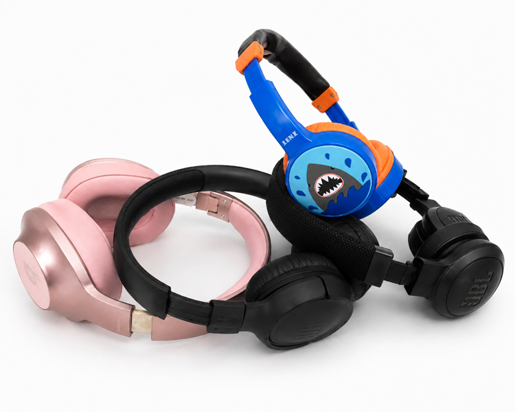 +M: JBL Live 460NC On-Ear Bluetooth hovedtelefoner m. ANC, Soundliving Soul (SL34) Bluetooth Over-Ear hovedtelefoner (pink) samt Senz Shark Bluetooth jr. hovedtelefoner (B 73, 124, 128, 167/26)