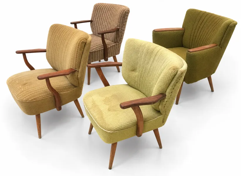 4 Mid-Century vintage cocktail- / lænestole i klassisk Modern stil