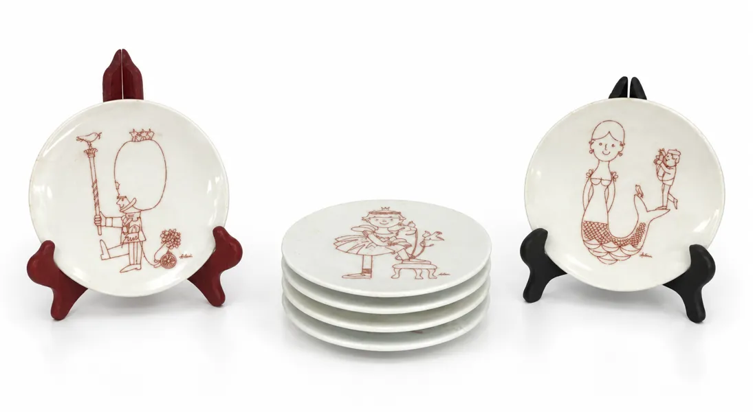 6 stk. Ib Antoni smørebrikker/platter (15cm), fremstillet ved Bing & Grøndahl